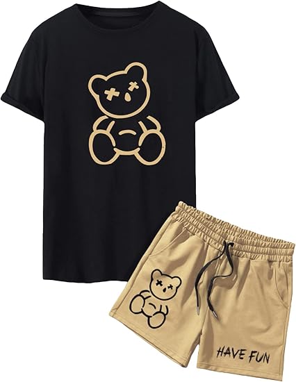 Have Fun Bear Streetwear T-Shirt and Shorts Set